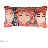 Imbarro Home & Fashion rechthoekig kussen Shaila 35 x 70 cm Kleurrijk met etnische personages