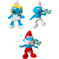 De Smurfen Set van 3 smurfen knuffels - Smurfin - Grote smurf en gewone smurf - 40 cm