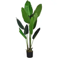 Costway 160 cm kunstplant tropische palm, kunstmatige Monstera, slangenplant, kamerplant met stevige pot en 10 bladeren, groene plant voor tuin, kantoor, kamerdecoratie