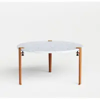 TIPTOE Venezia Gerecyclede Plastic Ronde Koffietafel - Ø 80 cm Tangerine Red