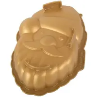 Verk Group Silicone bakvorm kerst - kerstman goudkleurig 28x16x3cm - cakevorm - taartvorm kerst
