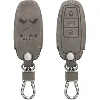 Kwmobile autosleutelhoes geschikt voor Audi A6 A7 A8 Q7 Q8 3-knops autosleutel Keyless - beschermhoes van imitatieleer - Don't Touch My Key design - grijs