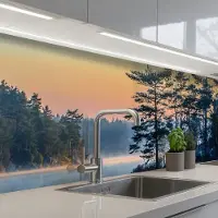 KitchenYeah Keuken achterwand 300x80 cm - Spatscherm zelfklevend Water - Bomen - Natuur - Landschap - Muurbeschermer - Spatwand fornuis