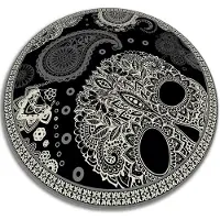 Tulup Vinyl Tapijt - schedel PVC Floor Mat - 70 cm - Zwart PVC Vloer Mat - Ronde Vloerkleed Vinyl - Woonkamertapijt - Kantoortapijt
