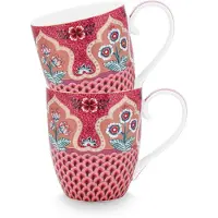 Pip studio Flower Festival Mokken - Theemok - Koffiemok met Oor - Servies set van 2 - 450ml