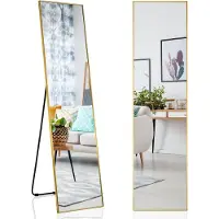Costway 160 x 40 cm full-body spiegel, 2-in-1 staande spiegel en wandspiegel, kleedspiegel, garderobespiegel voor slaapkamer, woonkamer en entrée