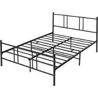 Costway Metalen bedframe voor 200 x 160 cm matras, tweepersoonsbedframe, bedframe met lattenbodem, opbergruimte onder het bed, gastenbed, platformbed, metaal