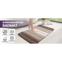 Karma Microvezel Badkamervloermat, Badkamer Accessoires, Badmat 60 x 90 cm, Antislip, Absorberend Water, Machinewasbaar,Beige