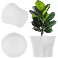 Kadax Kleine bloempot van kunststof, plantenpot voor vetplanten en kruiden, moderne bloempot voor binnen en buiten (wit, 16 cm)