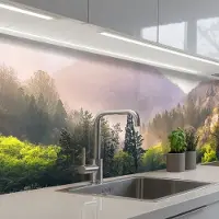 KitchenYeah Keuken achterwand 300x80 cm - Spatscherm zelfklevend Natuur - Bomen - Bergen - Meer - Water - Muurbeschermer - Spatwand fornuis