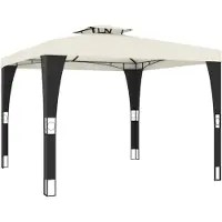 vidaXL Paviljoen met dubbel dak, crème, 2,98 x 2,98 m, staal