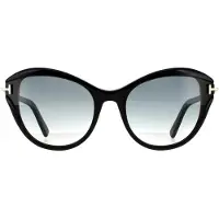 Tom Ford zonnebril Leigh FT0850 01B Shiny Black Smoke Gradiënt