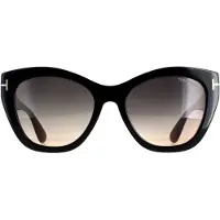 Tom Ford Cat Eye Womens Shiny Black Smoke Gray Gravient FT0940 Cara zonnebril