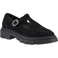Hush puppies Nella T-Bar Suède Dames Zwarte Schoenen