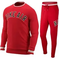 Nike Air Fleece trainingspak met volledige ronde hals rood