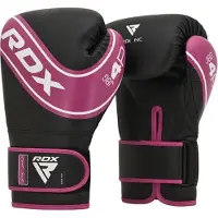 RDX Sports Junior Leather Artificial Boxing Gloves Zwart,Roze 6 oz