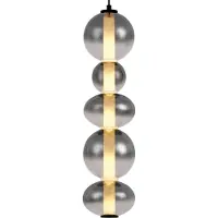 QAZQA Art Deco hanglamp zwart met smoke en helder glas 5-lichts incl. LED - Lizzy