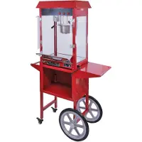 MonsterShop KuKoo Popcorn Machine & Kar/Onderstel - Retro look - Grote 235ml pan - Hittelamp - afmetingen: 56cm (b) x 75cm (h) x 42cm (d) - Bruiloft - evenementen - braderie