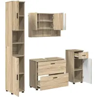 vidaXL Badkamermeubel Set 4 pcs Sonoma Eik Samengesteld Hout en Metaal
