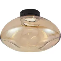 QAZQA Design plafondlamp zwart met amber glas - Gemma