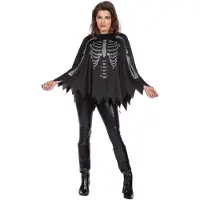 Coppens Poncho skelet strass steentjes - 70% polyester 30% PP - Halloween kostuums | Maat One Size