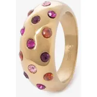 Sissy-Boy Gold Plated Ring Met Steentjes | Maat: 16