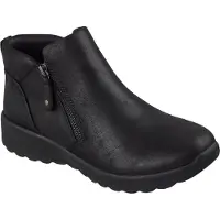SKECHERS Dames Lovely Vibe Herfst enkellaarsjes zwart (36), Plat, 1 tot 3 cm, Ritssluiting, Casual 158952