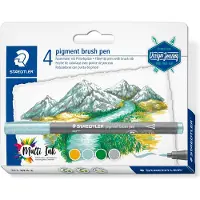 Staedtler pigment brush pen 4 kleuren 'lake colours'