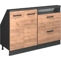 Vicco Keukenkast voor schuine wand R-Line Krachtige eik goud 120 cm Set van 2, Model 58097