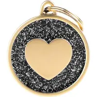My Family Shine Heart Glitter Gold Naamplaatje Voor Huisdieren