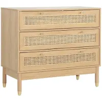 Sweeek - Ladekast houteffect en rotan 3 lades 90cm - judith