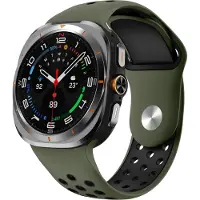Strap-it Sport siliconen bandje met druksluiting - geschikt voor Samsung Galaxy Watch Ultra 2 (2026) / Ultra (2024/2025) - olijfgroen/zwart