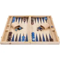 Longfield Backgammon 15" blauw & bruin trangle -