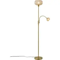 QAZQA Design vloerlamp messing met amber glas 2-lichts - Brianna