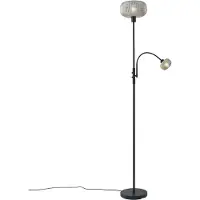 QAZQA Smart vloerlamp zwart met smoke glas 2-lichts incl. Wifi - Brianna