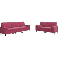 vidaXL 2-delige Loungeset met kussens en bolsters fluweel wijnrood