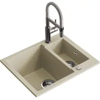 Bergström Spoelbak Prag Beige 58 x 50 cm met 2 gootstenen, Model 57781