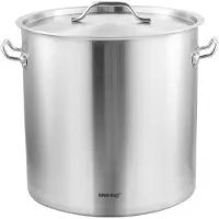 KINGHOFF Kookpan 45 cm Ø, 71 Liter - Professionele RVS Stoofpan voor Collectieve Keukens - Geschikt voor alle warmtebronnen inclusief inductie