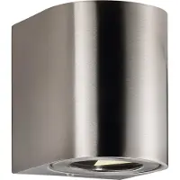 Nordlux Canto 2, oppervlaktemontage, 2 lampen, 2700 K, IP44, roestvrij staal