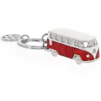 Brisa VW Collection - Volkswagen geëmailleerde 3D metalen sleutelhangerring sleutelaccessoire in T1 Bulli Bus-design (rood)