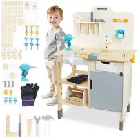 Mamabrum Kindertafel - - 74 Elementen - Vurenhout - Verstelbare Hoogte - Boor/Schroefmachine