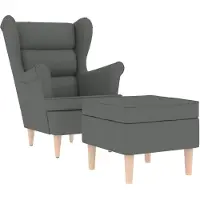 vidaXL Fauteuil met voetenbankje stof donkergrijs