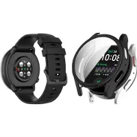 Strap-it Siliconen band Zwart + TPU Case Zwart - Geschikt voor Samsung Galaxy Watch 5 40mm - Bescherming hoesje voor Galaxy Watch 5 40mm smartwatch - Sport band zwart + TPU Case zwart