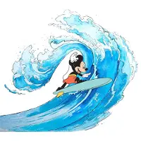 Komar Vliesbehang Digitale print vlies - Mickey Surfing - Afmeting 300 x 280 cm