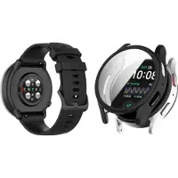 Strap-it Siliconen band Zwart + TPU Case Zwart - Geschikt voor Samsung Galaxy Watch 5 44mm - Bescherming hoesje voor Galaxy Watch 5 44mm smartwatch - Sport band zwart + TPU Case zwart