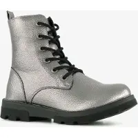 Blue Box metallic meisjes veterboots zilverkleurig maat 34