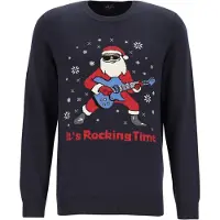 MARVELIS modern fit Kersttrui katoen - O-hals - marine blauw