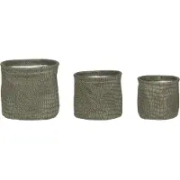Mica Decorations CRACKLE POT ROND GROEN SET VAN 3 - H17XD18CM