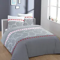 Vision Home VISION Lovely Dekbedovertrekset - 100% katoen: zacht en soepel - Kingsize - Dekbedovertrek 260 x 240 cm met 2 bijhorende slopen - Grijs - Oekotex gecertificeerd
