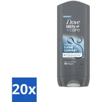 Dove 20 x Douchegel Men+ Care Clean Comfort 400 ml - Douchegel Mannen - Reiniging Mannenhuid - Frisse Geur - Energiegevende Douchegel - Hydraterende Douchegel